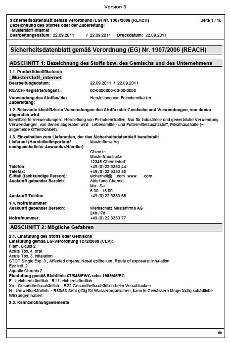 Sicherheitsdatenblatt - SDB